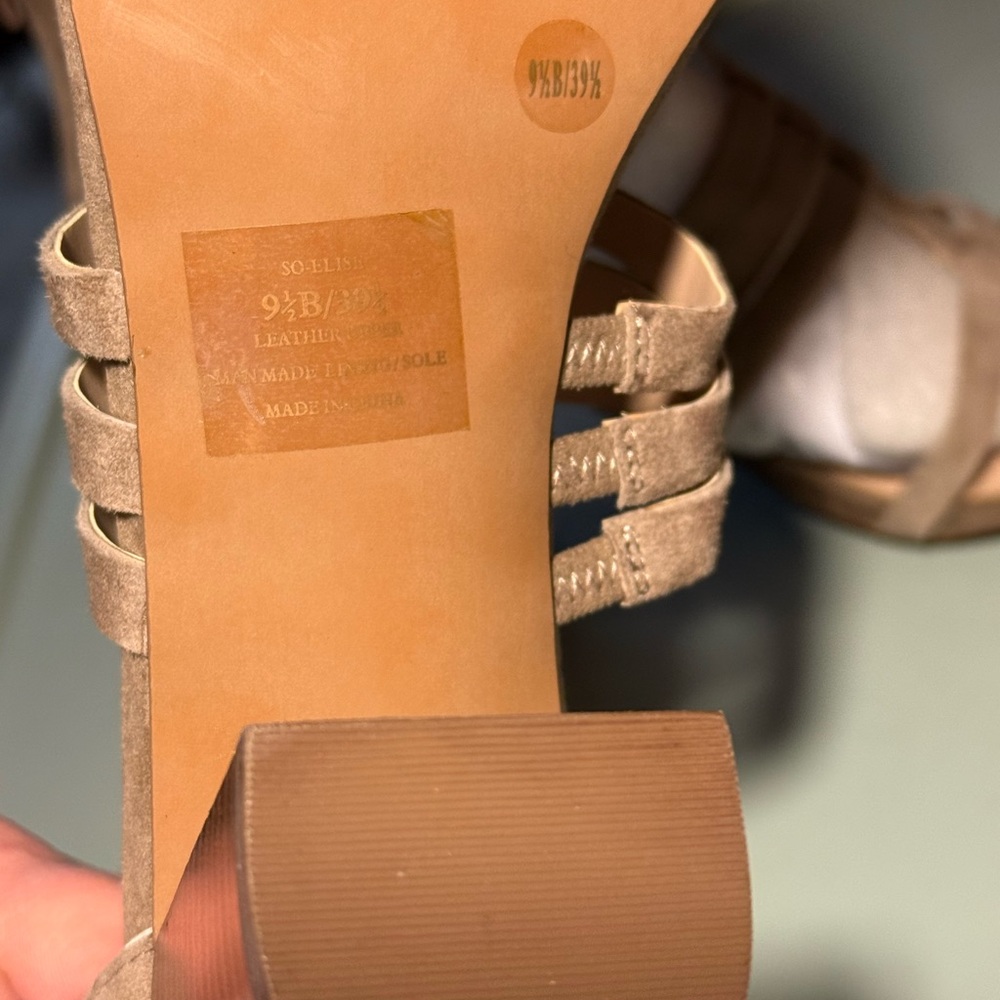 Sole Society Taupe Strappy Block Heel Sandals - Picture 9 of 9